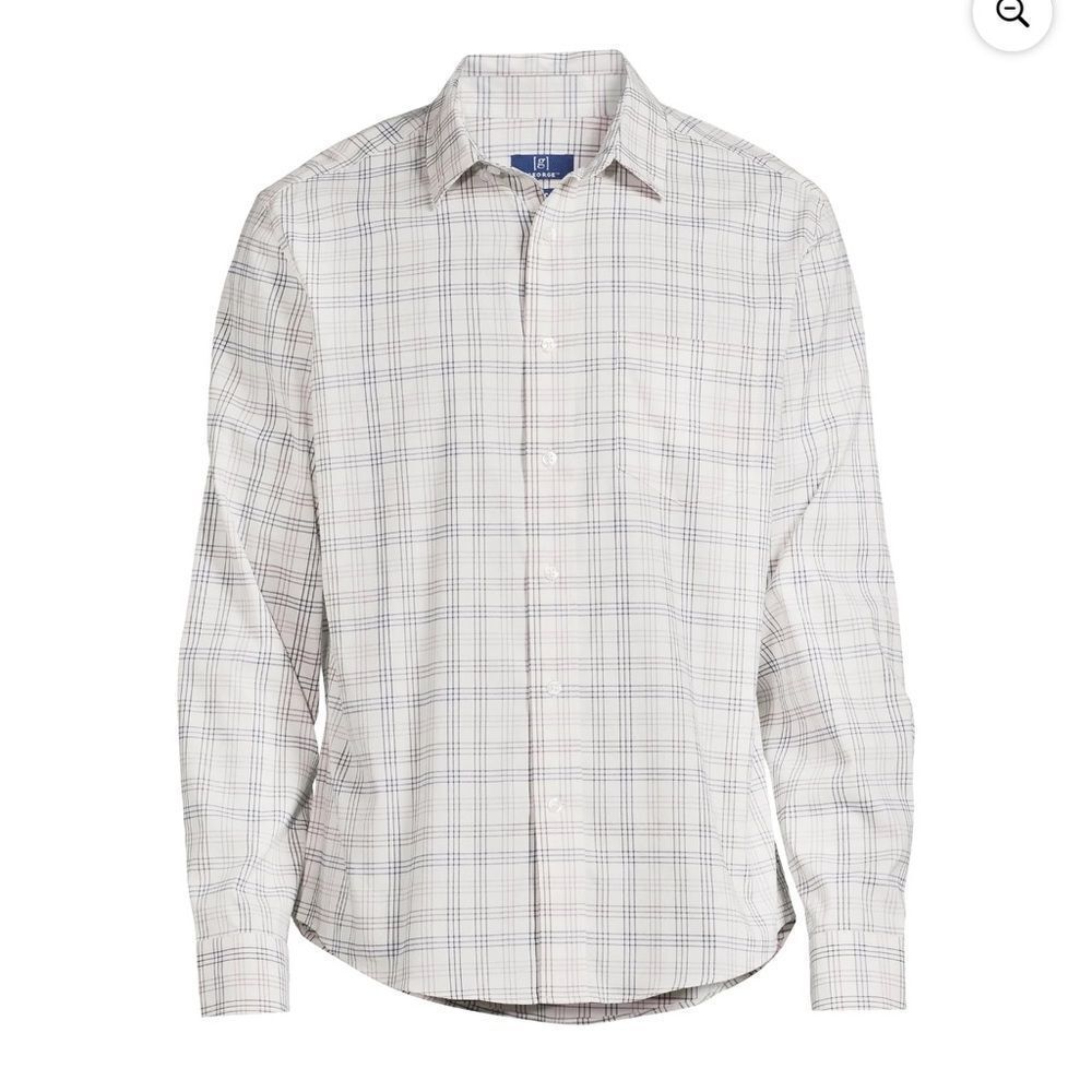 George Men's Light Plaid Button Down Shirt